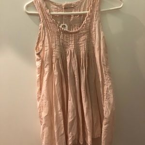 Peach Pia Cotton Silk Shoulder-Cut Blouse